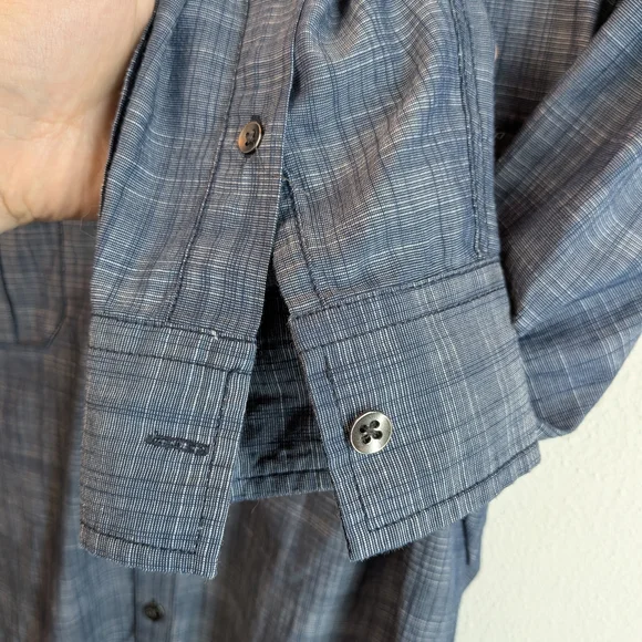 Alfani Blue Casual Button Down Shirt - Picture 3 of 7